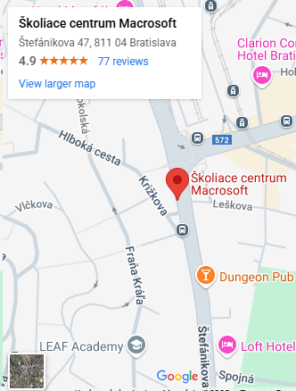 Mapa školiaceho strediska Macrosoft