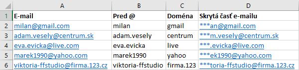 Informácie z e-mailu