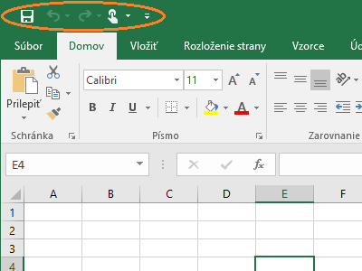 Panel s nástrojmi rýchly prístup nad Panelom nástrojov