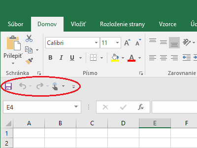 Panel s nástrojmi rýchly prístup pod Panelom nástrojov